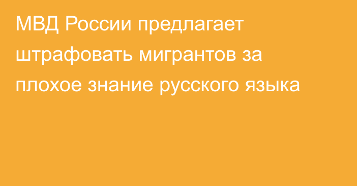 МВД России предлагает штрафовать мигрантов за плохое знание русского языка