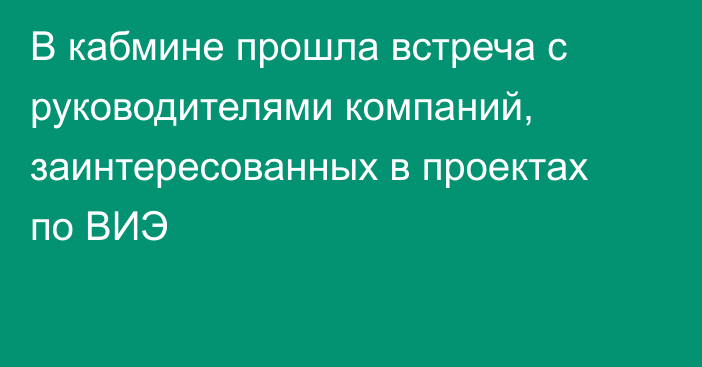 В кабмине прошла встреча с руководителями компаний, заинтересованных в проектах по ВИЭ