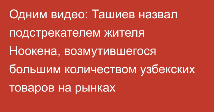 Одним видео: Ташиев назвал подстрекателем жителя Ноокена, возмутившегося большим количеством узбекских товаров на рынках