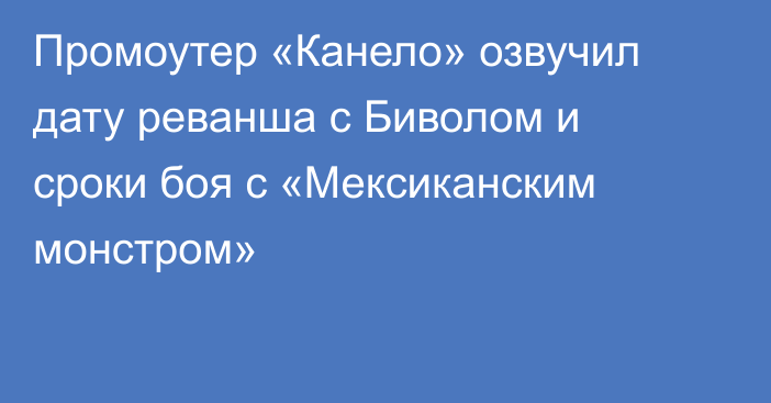 Промоутер «Канело» озвучил дату реванша с Биволом и сроки боя с «Мексиканским монстром»