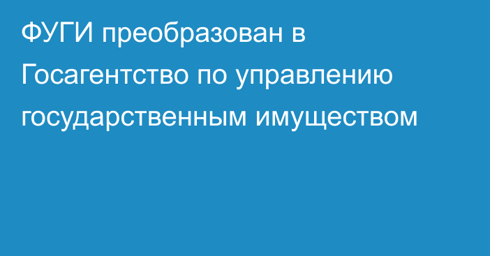 ФУГИ преобразован в Госагентство по управлению государственным имуществом