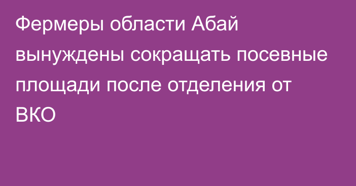 Фермеры области Абай вынуждены сокращать посевные площади после отделения от ВКО