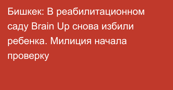 Бишкек: В реабилитационном саду Brain Up снова избили ребенка. Милиция начала проверку