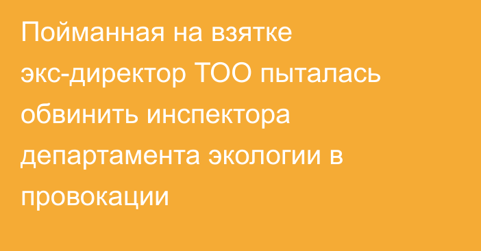 Пойманная на взятке экс-директор ТОО пыталась обвинить инспектора департамента экологии в провокации