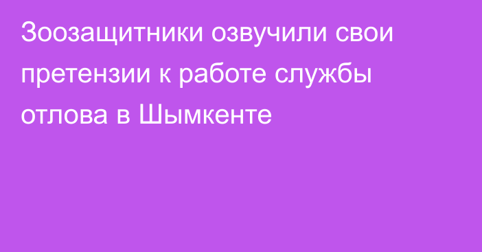 Зоозащитники озвучили свои претензии к работе службы отлова в Шымкенте