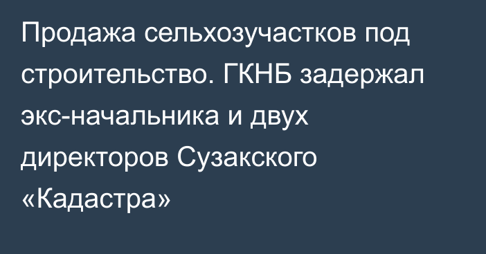 Продажа сельхозучастков под строительство. ГКНБ задержал экс-начальника и двух директоров Сузакского «Кадастра»