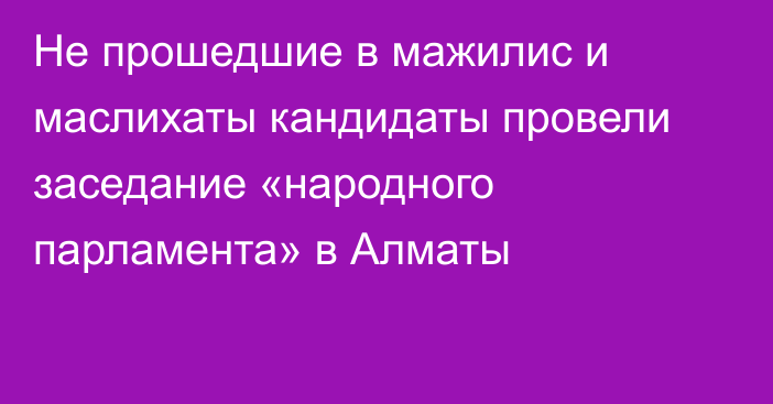 Не прошедшие в мажилис и маслихаты кандидаты провели заседание «народного парламента» в Алматы