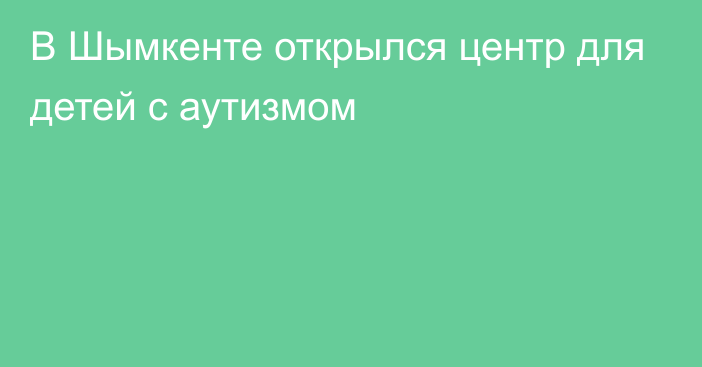 В Шымкенте открылся центр для детей с аутизмом