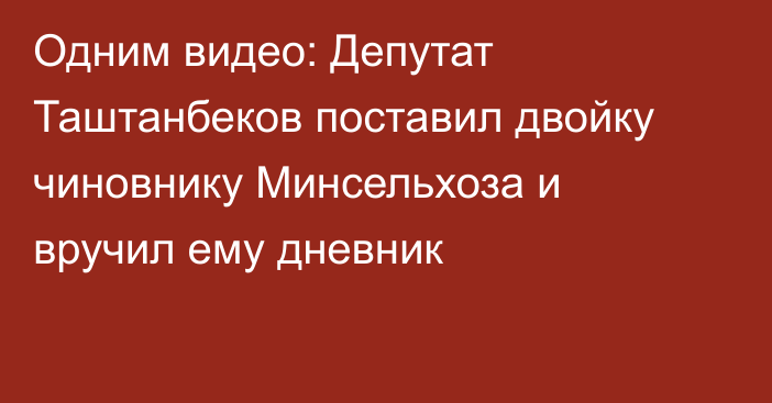 Одним видео: Депутат Таштанбеков поставил двойку чиновнику Минсельхоза и вручил ему дневник