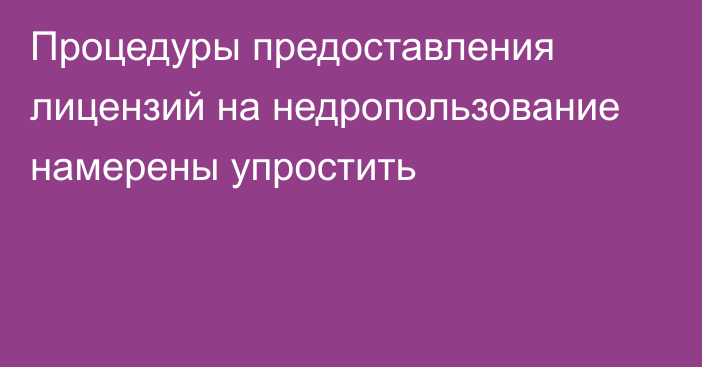 Процедуры предоставления лицензий на недропользование намерены упростить