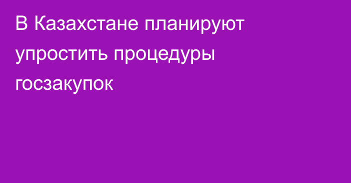 В Казахстане планируют упростить процедуры госзакупок