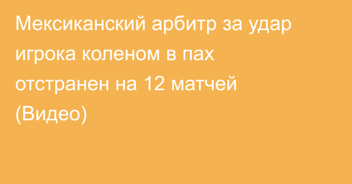 Мексиканский арбитр за удар игрока коленом в пах отстранен на 12 матчей (Видео)