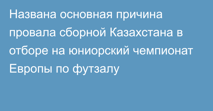 Названа основная причина провала сборной Казахстана в отборе на юниорский чемпионат Европы по футзалу