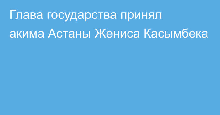 Глава государства принял акима Астаны Жениса Касымбека