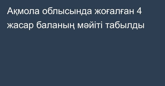 Ақмола облысында жоғалған 4 жасар баланың мәйіті табылды