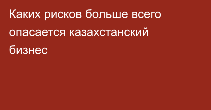 Каких рисков больше всего опасается казахстанский бизнес