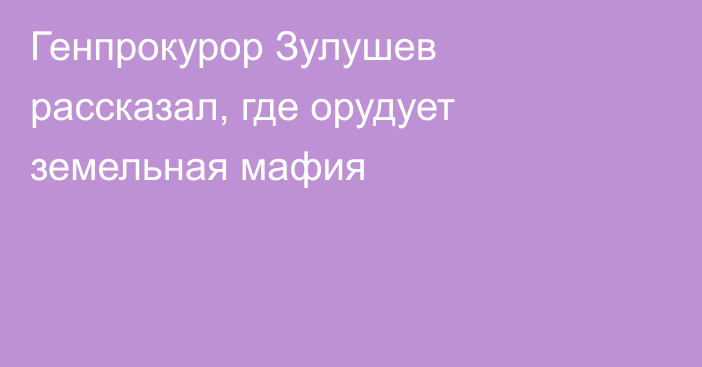 Генпрокурор Зулушев рассказал, где орудует земельная мафия