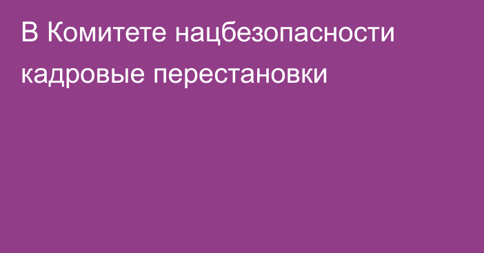 В Комитете нацбезопасности кадровые перестановки