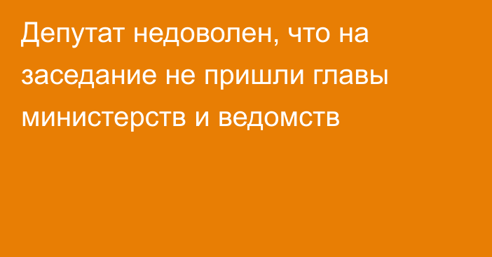 Депутат недоволен, что на заседание не пришли главы министерств и ведомств