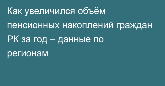 Как увеличился объём пенсионных накоплений граждан РК за год – данные по регионам