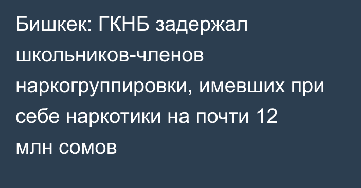 Бишкек: ГКНБ задержал школьников-членов наркогруппировки, имевших при себе наркотики на почти 12 млн сомов