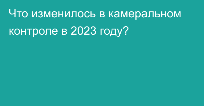 Что изменилось в камеральном контроле в 2023 году?