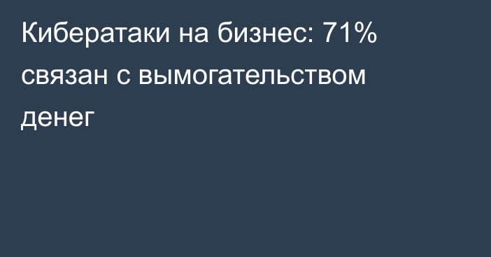 Кибератаки на бизнес: 71% связан с вымогательством денег