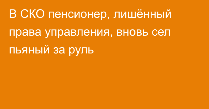 В СКО пенсионер, лишённый права управления, вновь сел пьяный за руль