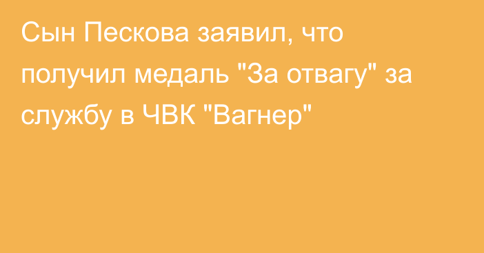 Сын Пескова заявил, что получил медаль 