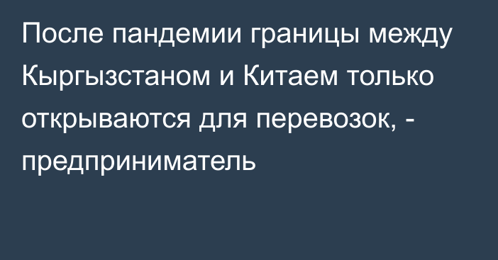 После пандемии границы между Кыргызстаном и Китаем только открываются для перевозок, - предприниматель