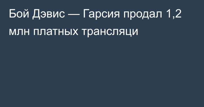 Бой Дэвис — Гарсия продал 1,2 млн платных трансляци