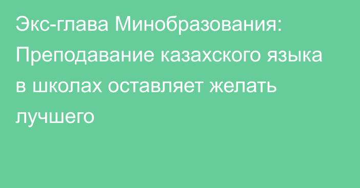 Экс-глава Минобразования: Преподавание казахского языка в школах оставляет желать лучшего 