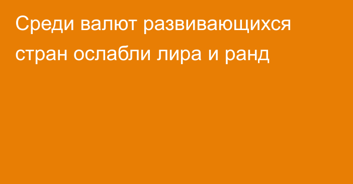 Среди валют развивающихся стран ослабли лира и ранд