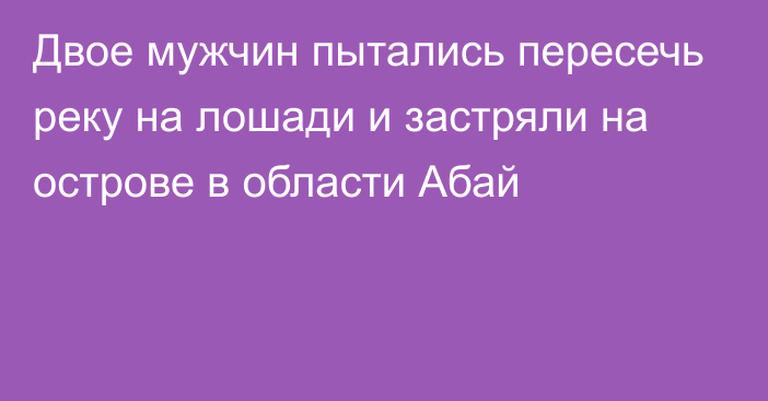 Двое мужчин пытались пересечь реку на лошади и застряли на острове в области Абай