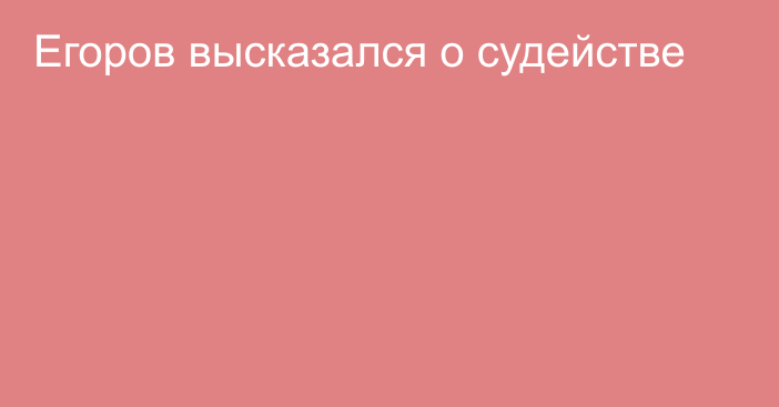 Егоров высказался о судействе