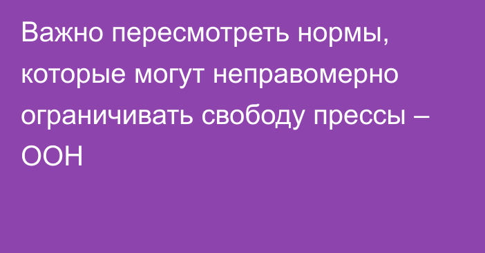 Важно пересмотреть нормы, которые могут неправомерно ограничивать свободу прессы – ООН