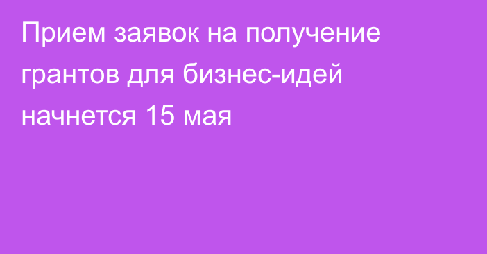 Прием заявок на получение грантов для бизнес-идей начнется 15 мая