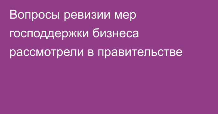 Вопросы ревизии мер господдержки бизнеса рассмотрели в правительстве