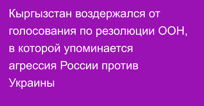 Кыргызстан воздержался от голосования по резолюции ООН, в которой упоминается агрессия России против Украины