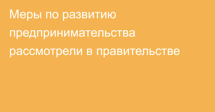 Меры по развитию предпринимательства  рассмотрели в правительстве