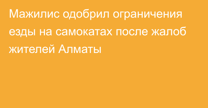 Мажилис одобрил ограничения езды на самокатах после жалоб жителей Алматы