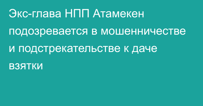 Экс-глава НПП Атамекен подозревается в мошенничестве и подстрекательстве к даче взятки