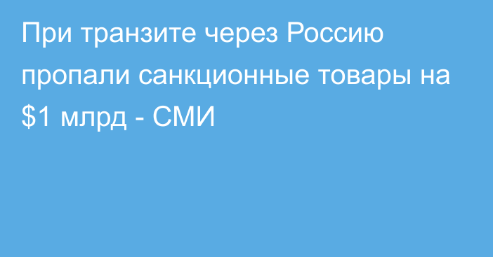 При транзите через Россию пропали санкционные товары на $1 млрд - СМИ