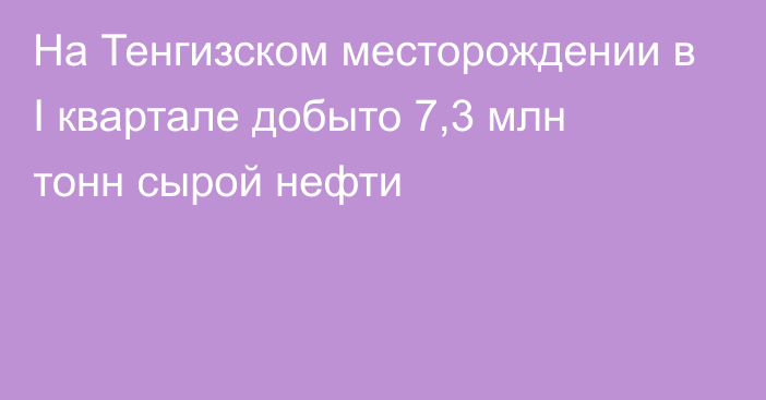 На Тенгизском месторождении в I квартале добыто 7,3 млн тонн сырой нефти