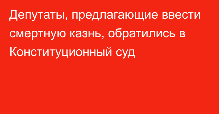 Депутаты, предлагающие ввести смертную казнь, обратились в Конституционный суд