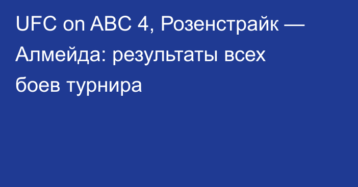 UFC on ABC 4, Розенстрайк — Алмейда: результаты всех боев турнира