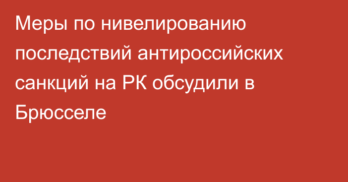 Меры по нивелированию последствий антироссийских санкций на РК обсудили в Брюсселе