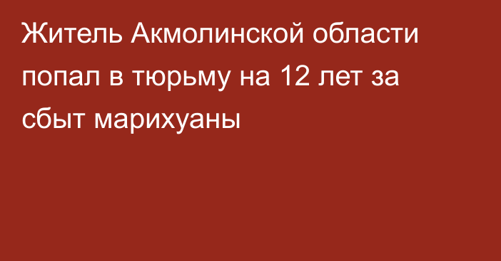 Житель Акмолинской области попал в тюрьму на 12 лет за сбыт марихуаны