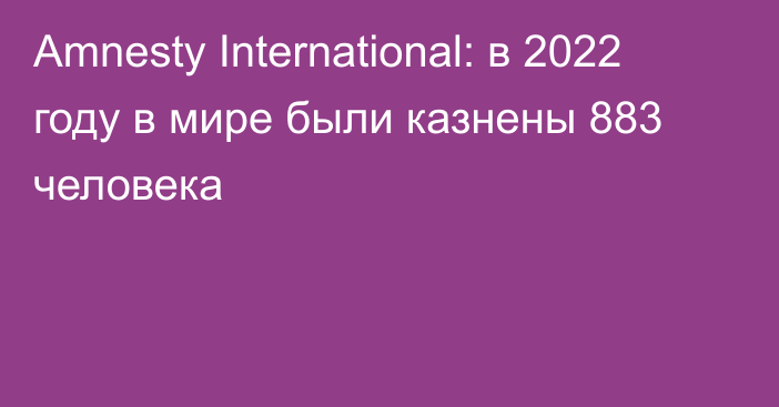 Amnesty International: в 2022 году в мире были казнены 883 человека