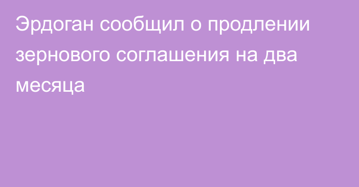 Эрдоган сообщил о продлении зернового соглашения на два месяца